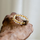 Golden Rutilated Quartz & Agarwood Ring