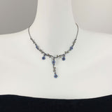 "Blooming Vines" Blue Floral Y Necklace