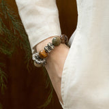 Qi Nan Agarwood & Multi-colored Phantom Quartz Beaded Bracelet