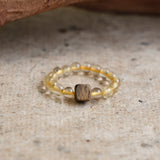 Golden Rutilated Quartz & Agarwood Ring