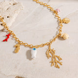 Golden Ocean Charm Necklace