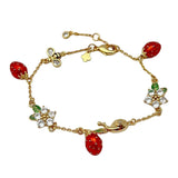 Strawberry Garden Enamel Crystal Bracelet