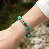 Natural Amazonite & Cinnabar Beaded Bracelet