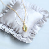 Olive Glow Crystal Pendant Necklace