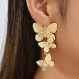 Golden Butterfly Cascade Earrings