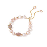 Elegant Pearl Strawberry Quartz Bracelet