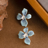 Blue Orchid Flower Earrings