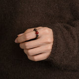 Red Agate & Agarwood Energy Ring