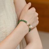 Green Strawberry Crystal & Jade Gourd Bracelet