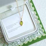 Olive Glow Crystal Pendant Necklace