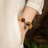 Qi Nan Agarwood & Yellow Dendritic Quartz Beaded Bracelet