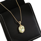 Vintage Rose Pearl Pendant Necklace