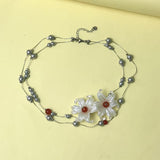 Double Flower Beaded Necklace