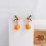 Orange Blossom Enamel Earrings – Energize with Joyful Charm