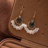 Emerald Pearl Dangle Earrings