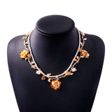 Golden Rose Vine Pearl Necklace