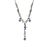 "Blooming Vines" Blue Floral Y Necklace