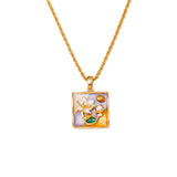 Golden Lotus Pendant Necklace
