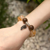 Qi Nan Agarwood & Yellow Dendritic Quartz Beaded Bracelet