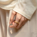 Golden Rutilated Quartz & Agarwood Ring