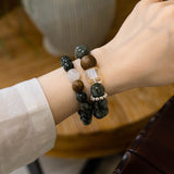 Qi Nan Agarwood & Green Hair Crystal Beaded Bracelet