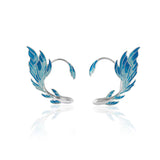 Aqua Feather Stud Earrings