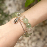 Qi Nan Agarwood & Prehnite Beaded Bracelet
