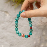 Natural Amazonite & Cinnabar Beaded Bracelet