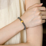 Smoky Amethyst Jade & Mantra Bead Bracelet