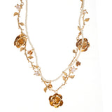 Golden Rose Vine Pearl Necklace