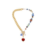 Golden Heart Mosaic Necklace