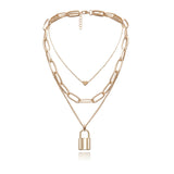 Lock & Heart Layered Necklace