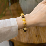 Qi Nan Agarwood & Resin-yellow Calcite Beaded Bracelet
