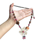 Handcrafted Boho Rattan Flower Necklace