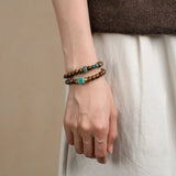 Emerald Green Clear Double Wrap Bracelet