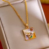 Golden Lotus Pendant Necklace