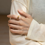 Golden Rutilated Quartz & Agarwood Ring