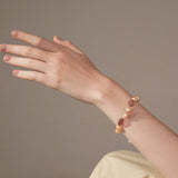 Elegant Pearl Strawberry Quartz Bracelet