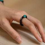 Zebra Amazonite & Silver Sheen Obsidian Ring