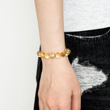Golden Tiger Eye &amp; Citrine Energy Bracelet with Silver-Plated Accent