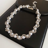 Twisted Elegance Pearl Chain Necklace