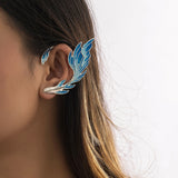 Aqua Feather Stud Earrings