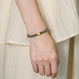 Smoky Amethyst Jade & Mantra Bead Bracelet