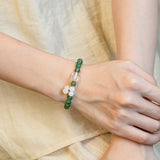 Green Strawberry Crystal & Jade Gourd Bracelet