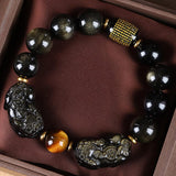 2 Pixiu Obsidian & Tiger’s Eye Flow Bracelet