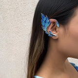Aqua Feather Stud Earrings