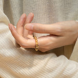 Golden Rutilated Quartz & Agarwood Ring