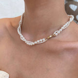 Retro Twist Pearl Choker Necklace