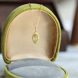 Olive Glow Crystal Pendant Necklace