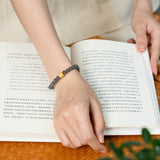 Smoky Amethyst Jade & Mantra Bead Bracelet